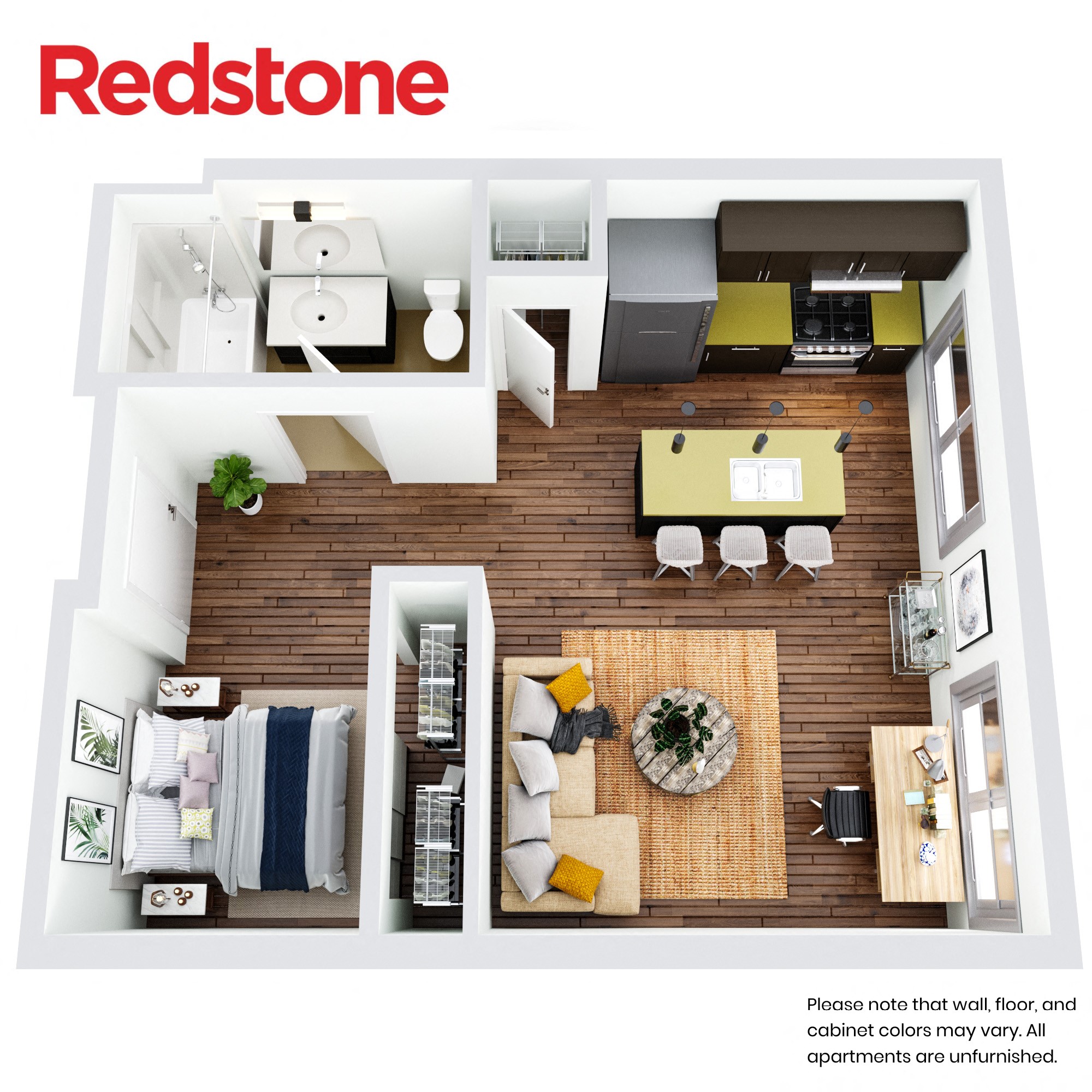 Floor plan for studio, 1 bath, 358 sqft
